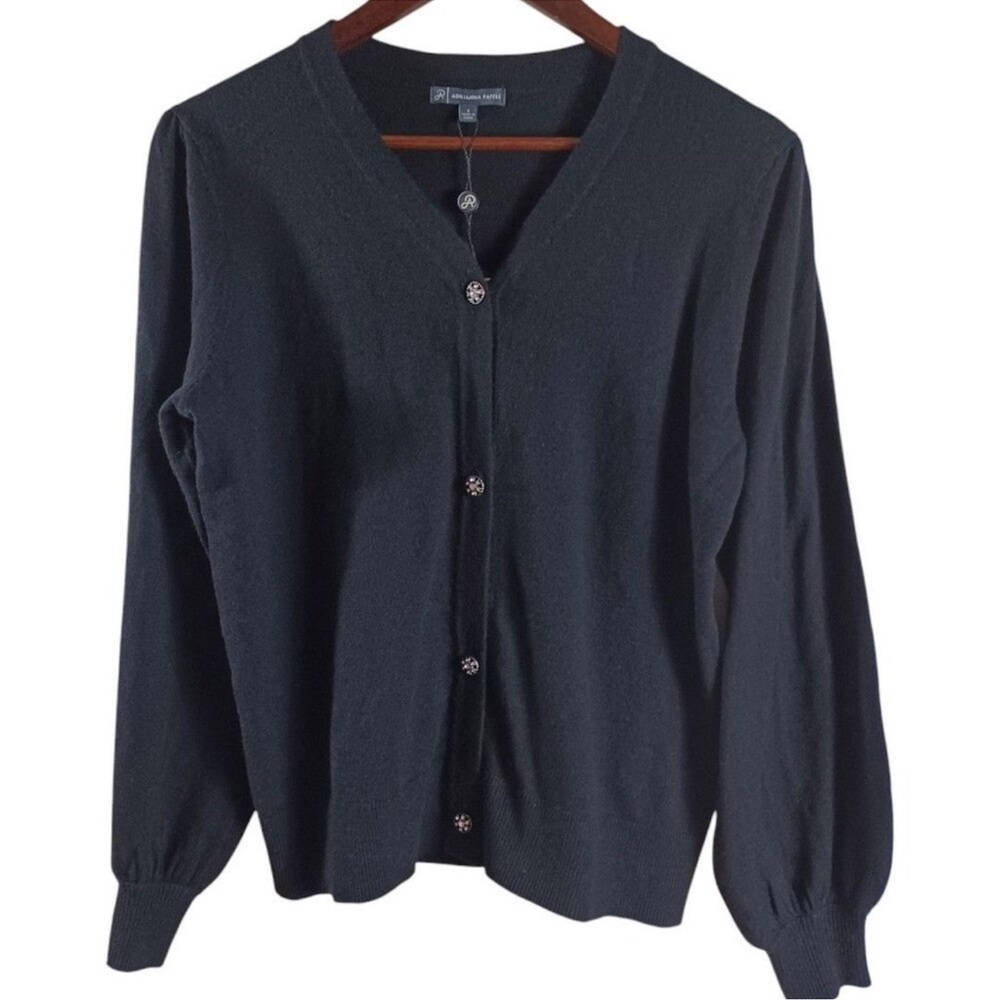 Adrianna Papell Black Knit Cardigan Sweater